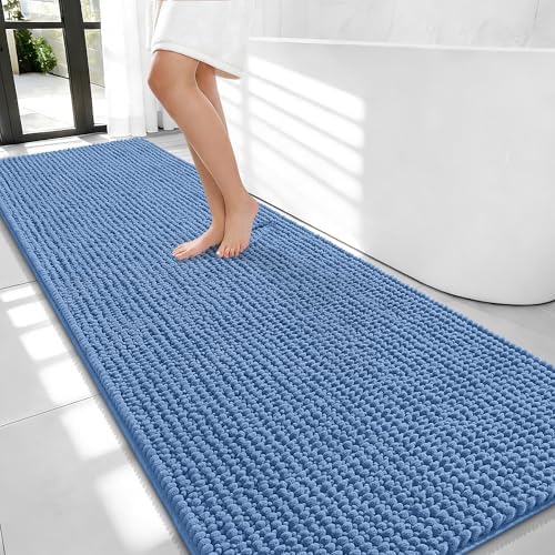 OLANLY Thick Chenille Bathroom Runner Rugs Mats 70x24, Cornflower Blue by OLANLY