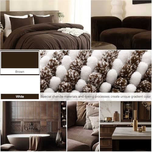 BSICPRO Bathroom Rugs Sets 2 Piece, Non Slip Striped Bath Mats, Brown - Image 3