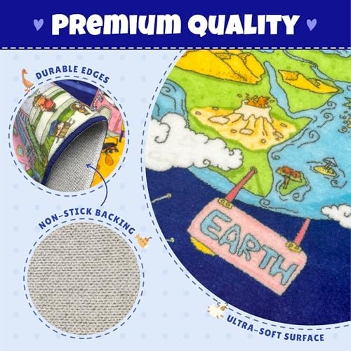 Hazo Haus Solar System Explorer 6x9 Kids Area Rug – Educational Outer Space Map with Planets, Rockets, Robots & Aliens – Ideal for Playroom, Classroom, Living Room, or Science-Loving Children - Image 6