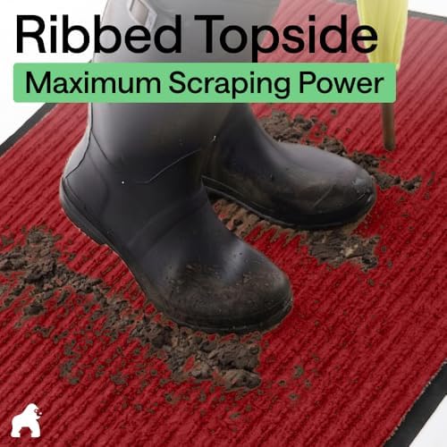 GORILLA GRIP Traffic Guard Indoor Outdoor Heavy Duty Door Mat, 59x24 Red - Image 4