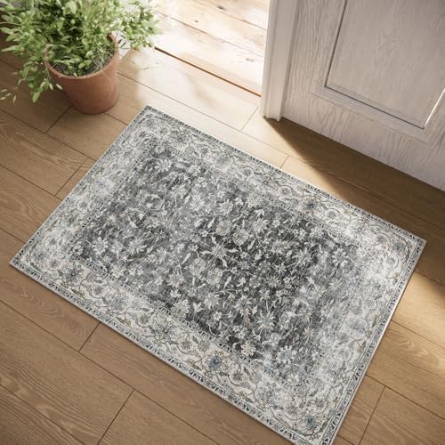 Washable Small Area Rugs for Entryway: Door Mat Indoor Entrance 2x3 Throw Rug Stain Resistant Non-Slip Low Pile Soft Carpets for Kitchen Front Door Indoor Entrance Entry Bedroom by palohom