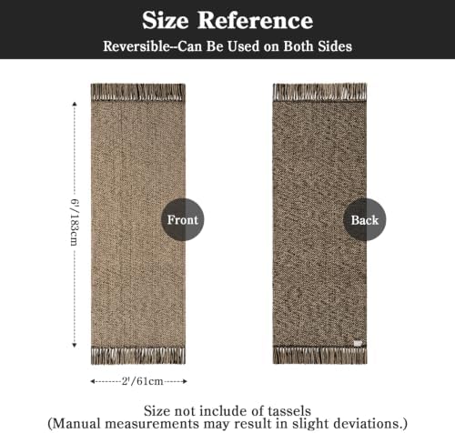 Collive Farmhouse Hallway Runner Rug, 2x6 Hand-Woven Reversible Washable Runners for Kitchen Floor, Natural/Black Cotton Laundry Room Rugs Modern Boho Kitchen Sink Carpet for Bathroom Foyer Bedroom - Image 2