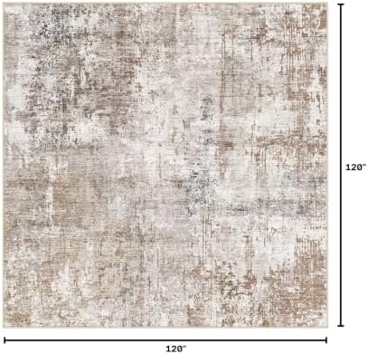 UERMEI Square Area Rugs : Washable 10x10 Neutral Modern Abstract Carpet for Living Room Bedroom - Soft Floor Mat with Non Slip Backing for Kitchen Nursery Dorms Farmhouse Home Decor - Brown/Grey/Red - Image 2