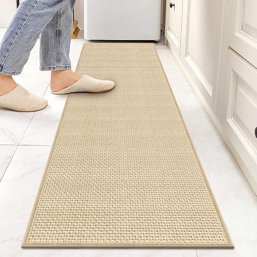 Carpet Runners for Hallway 6ft Washable, Braid Jute Kitchen Floor Runner Sink Mat Absorbent, Small Farmhouse Kitchen Carpet, Beige by GOYLSER