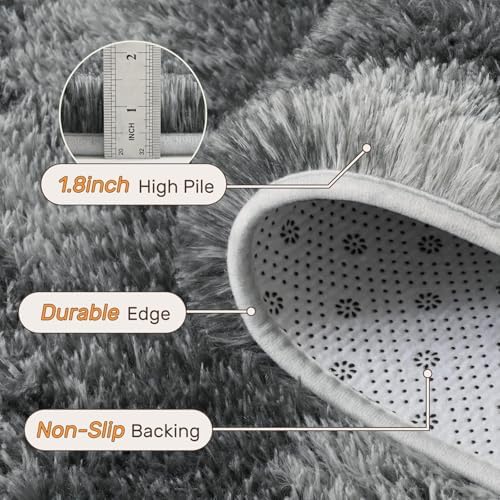 Area Rugs for Living Room 8x10 Feet, Soft Fluffy Shagg Plush Bedroom Rug Non-Slip,Large Carpet for Nursery Kids Dorm Home Decor Rippling Grey - Image 6
