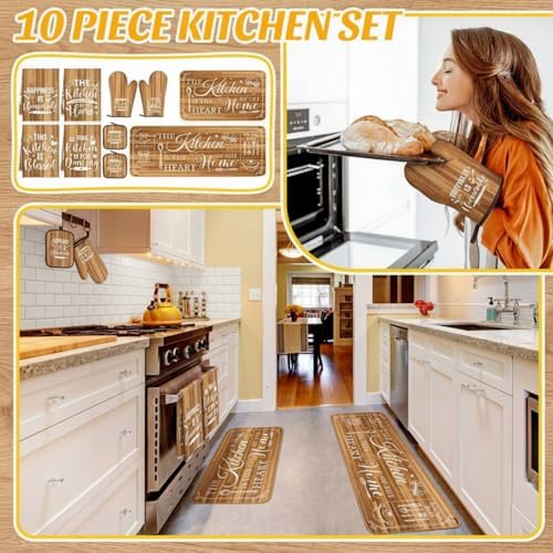 Fourluoo 10 Pcs Farmhouse Wood Grain Kitchen Set - Image 2