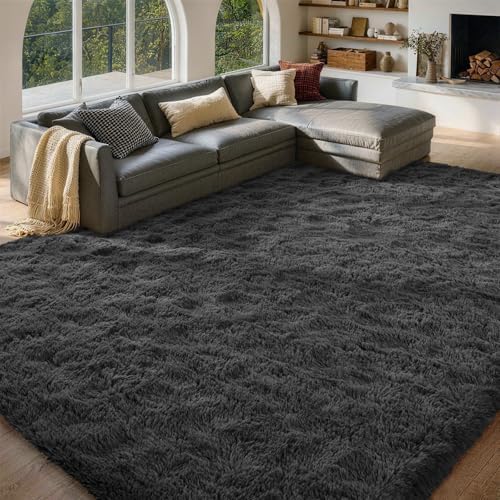 FinRèc Home 6x9 Non-Slip Fluffy Area Rugs for Living Room (Dark Grey) by FinRe%CC%80cHome