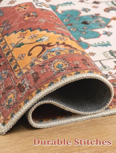 SERISSA 2'6"x10' Washable Non Slip Boho Runner Rug for Hallway，Orange - Image 5