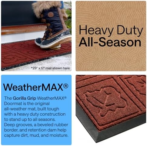 GORILLA GRIP WeatherMAX Door Mat, Indoor Outdoor, 35x23, Burgundy Leaves - Image 3