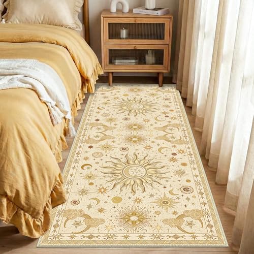 Vacuum-Friendly, 2x6 Washable Area Rug, Beige Camel Brown - Image 3