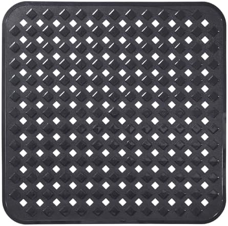 Yimobra Square Shower Mat Non Slip, Super Strong Suction Cups, 21"X21" Bath Tub Mat with Drain Holes, Machine Washable Fast Draining Bath Mats, Bathroom Essentials,Black by Yimobra