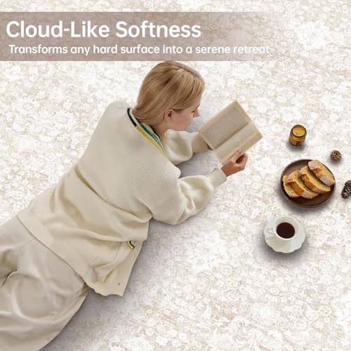 Sasttie 9x12 Area Rugs, Ultra-Soft Washable Rug for Living Room, Cream - Image 4