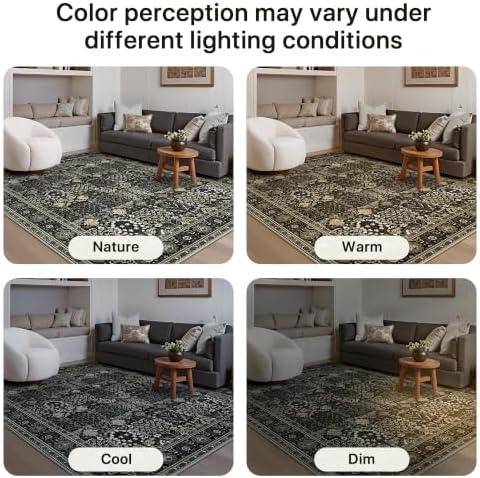 Bavni 8x10 Washable Area Rug Non Slip for Living Room, Black - Image 6