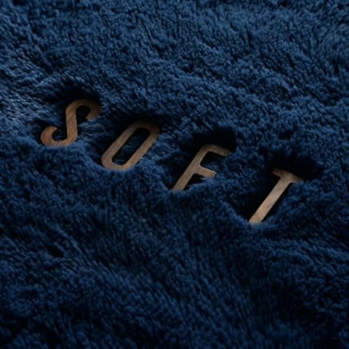 Navy Blue Fluffy Area Rug 5x8 Ft, Washable for Living Room - Image 5