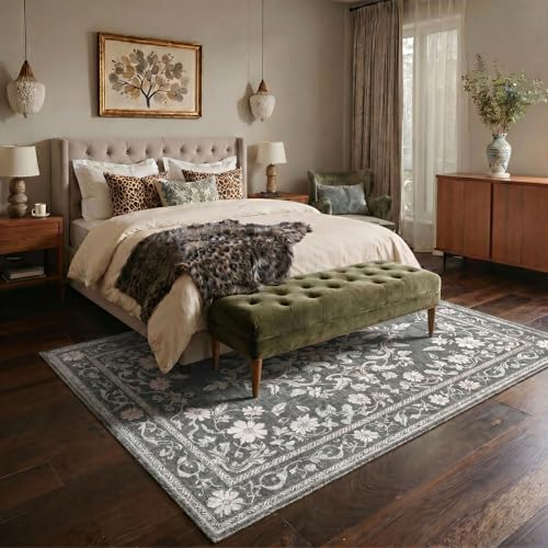 Bavni 2X5 Washable Hallway Runner Rug, Boho Floral Non Slip - Image 6