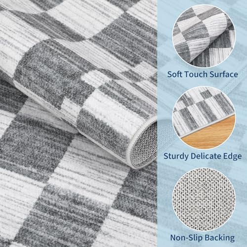 GarveeHome Checkered Rug 3x5 Area Rugs for Living Room Washable Nursey Rug - Image 5