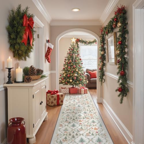 Madane Christmas Hallway Runner Rug 2x8, Soft Washable Grey Kitchen Rugs - Image 4