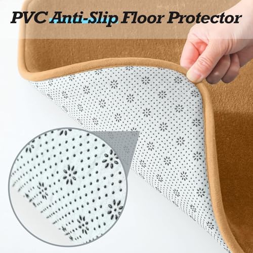 HUXMEYSON Bathroom Rugs Sets 3 Piece, Non-Slip & Quick Dry Bath Mat Set, Ultra Soft Velvet Bath Rugs for Bathroom, Toilet and Shower Floor, Khaki - Image 5