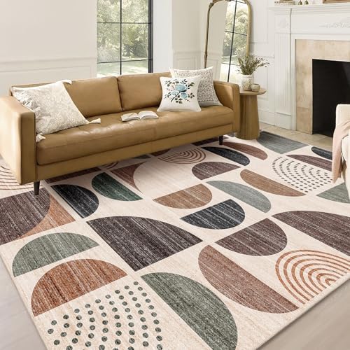 MUJOO 5x7 Area Rugs Washable,Boho Rugs Non Slip Modern Abstract Large - Image 2