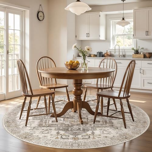 8x8 Square Area Rug: Washable Light Brown Area Rug for Living Room - Image 4