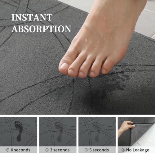 YIHOUSE 2 Piece Memory Foam Bathroom Rug Set, Cushioned Bath Mat, Dark Grey - Image 4