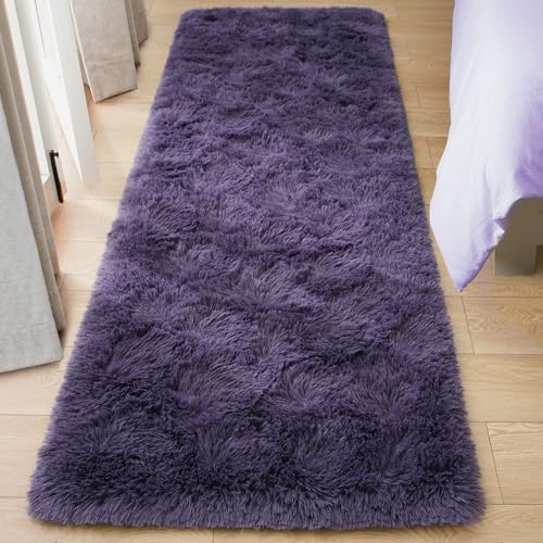 Tepook Purple Soft Runner Rugs for Bedroom 2x6 ft with Rubber Backing - Image 2