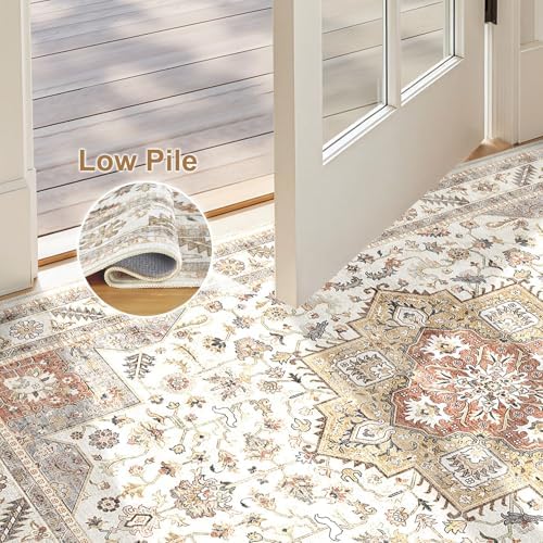 cotiled 3x5 Area Rug for Living Room, Washable, Traditional, Golden Taupe - Image 4