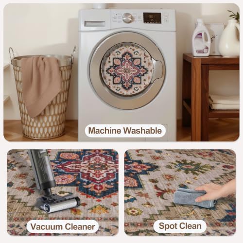 Tangsoo 2.6x10 Hallway Runner Rugs, Washable Non Slip Vintage Rug Runners - Image 6