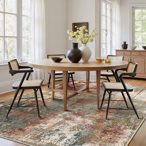 RELEANY Washable 6'x9' Abstract Area Rug for Living Room Rustic Brown - Image 3