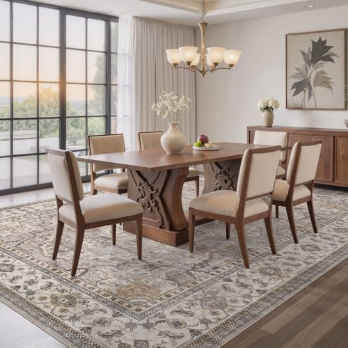 EIEIHOUSE 8x10 Area Rug Washable Vintage Rugs for Living Room Grey Brown - Image 5