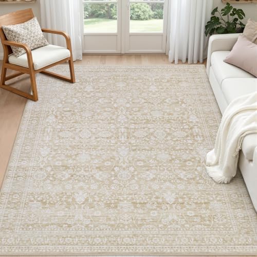 Washable Area Rugs 2x4: Living Room Bedroom Carpet Natural Beige by Luxturiy