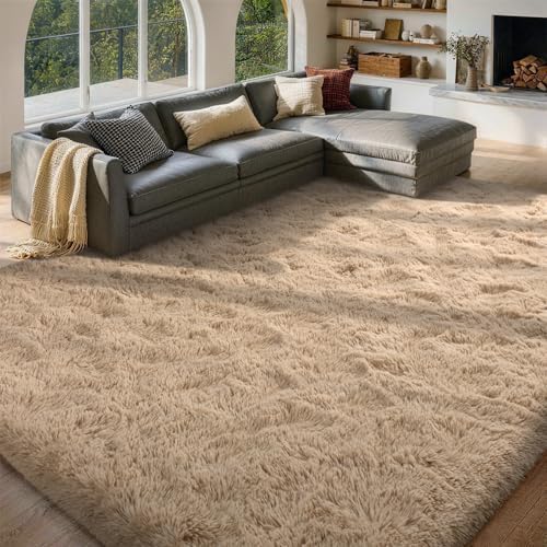 FinRèc Home 7x10 Non-Slip Fluffy Area Rugs for Living Room (Light Tan) by FinRe%CC%80cHome