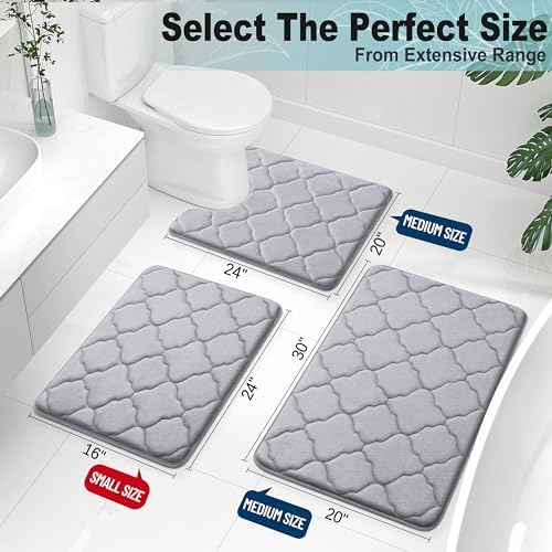 OLANLY Memory Foam Bath Mat Rug 30x20, Ultra Soft and Absorbent Bathroom Rugs, Non-Slip, Comfortable, Machine Washable Bath Carpet for Bathroom Floor, Tub, Shower and Home Decor Accessories, Grey - Image 2