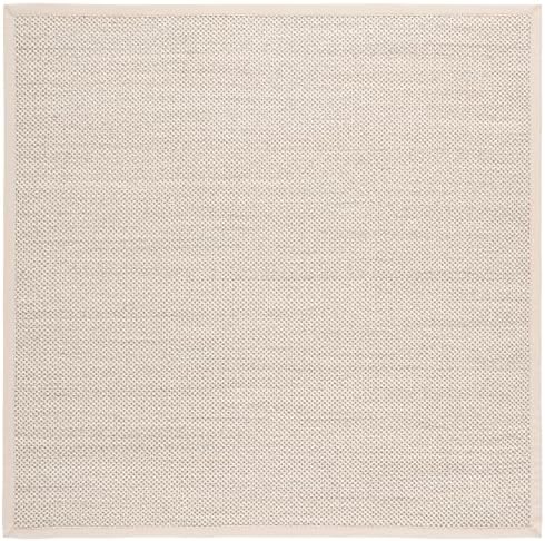 SAFAVIEH Natural Fiber Square Rug 3' Sisal Textured, Marble & Beige NF143C - Image 3