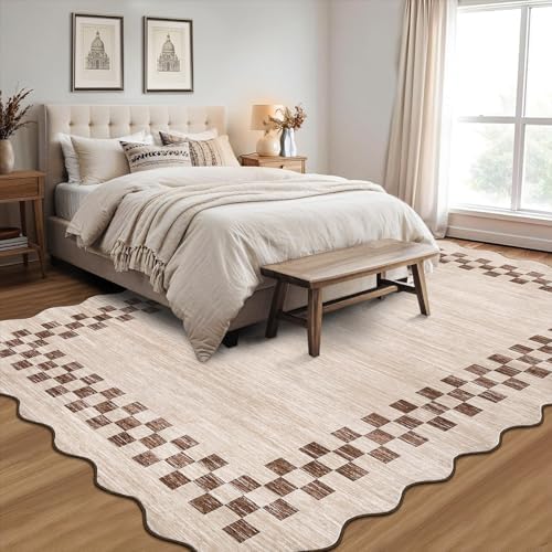 GarveeHome 10x13 Area Rug Non Slip Large Living Room Scalloped Rug - Image 2