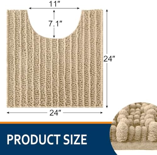 Smiry Bathroom Toilet Rugs U Shaped 24x24, Chenille Bath mats for Toilet - Image 2