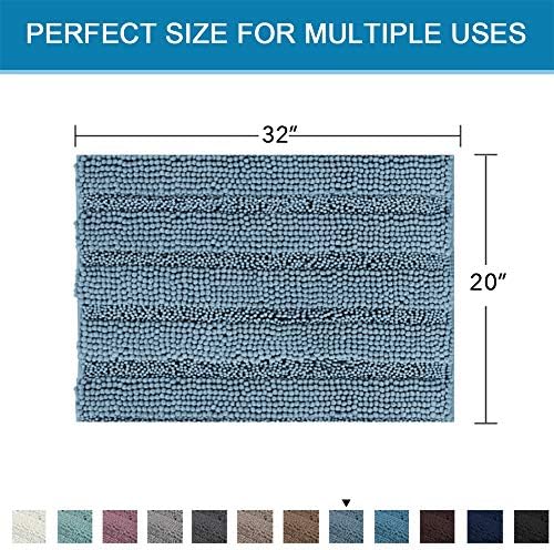 H.VERSAILTEX Bath Mats for Bathroom Non Slip Luxury Chenille Striped Bath Rug Absorbent Non Skid Fluffy Soft Shaggy Rugs Washable Plush Carpet Mats for Bath Room, Tub - Image 2