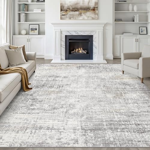 LOONGRUG 9x12 Area Rug Washable Neutral Modern Living Room Rug Gray Beige by LOONGRUG