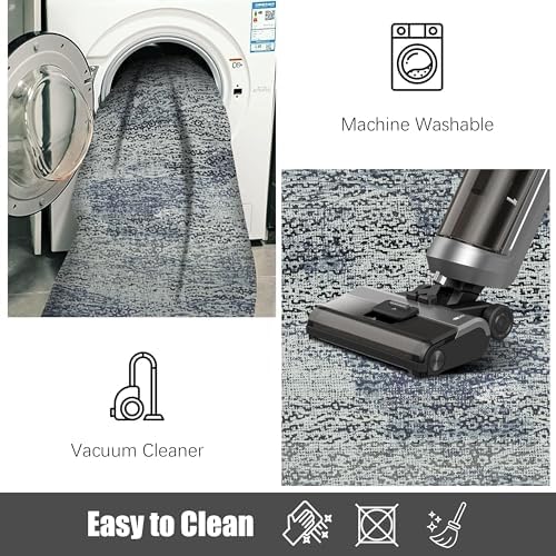 RUGSURE Washable Area Rug - 1/6 Thick - Stain & Water Resistant Non-Slip - Resistant Rug for Living Room, Bedroom, Nursery, Pet & Child Friendly, Vintage Charm Area Rugs (Grey+LightTeal, 3' x 5 ') - Image 7