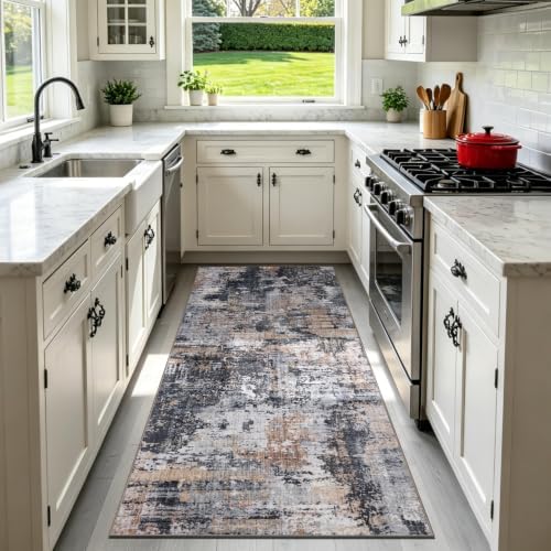 Sasttie 2x6 Runner Rug, Modern Abstract Hallway Carpet, Black & Cream by SASTTIE