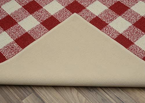 Garland Rug Country Living – Checkered Buffalo Plaid Design, Non-Slip Rubberback, Traditional 5x7 Area Rug for Living Room, Bedroom, Kitchen, Dining Room,Nursery,Chili Red/Ivory - Image 5