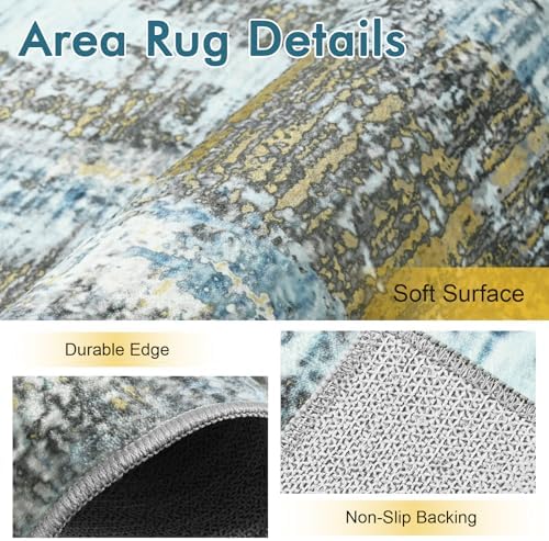6x9 Ft Area Rugs for Living Room, Soft Non-Slip Washable Rugs Modern Abstract Pattern Carpet for Bedroom Indoor Floor Nursery Home Decor (Blue) - Image 5