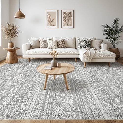 Tortania Area Rug Living Room Rugs - 5x8 Washable Large Soft Neutral Boho Moroccan Bohemian Farmhouse Rug Indoor Floor Carpet for Bedroom Under Dining Table Home Office Decor - Neutral Grey - Image 7