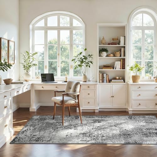 3x7 Grey Rug Runners for Hallways Kitchen Runner Rug Non Slip Washable Black Long Runner Rugs with Rubber Backing Soft Abstract Carpet Runner for Bedroom, Kitchen, Bathroom, Entryway - Image 5