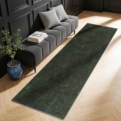 2.7x6 Washable Runner Rugs, Dark Green Stainproof Non-Slip for Hallway by LIANLAM