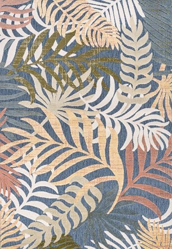 JONATHAN Y Tropics Palm Leaves Indoor Outdoor Area Rug 8x10 Dark Blue/Multi - Image 7