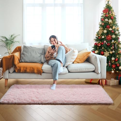 Pink Runner Rugs for Girls Bedroom Living Room, 2x6 Fluffy Bedside Area Rug - Image 5