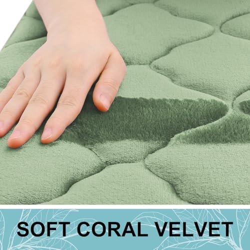 OLANLY Memory Foam Bath Mat Rug 47x20, Ultra Soft Bathroom Rugs, Sage Green - Image 2