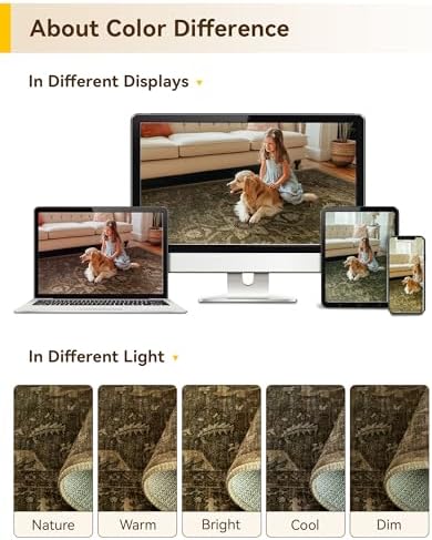 RELEANY Washable Area Rug, Runner 2'x10', Brown/Dark Brown - Image 7