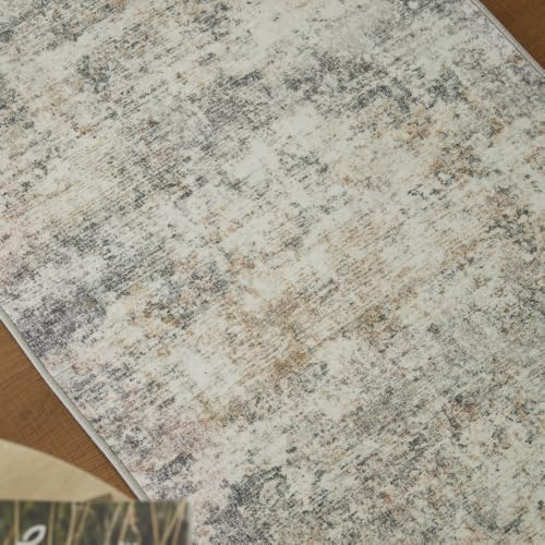 2'x3' Vintage Grey Beige Rug, Washable Non-Slip Non-Shed Decor Carpet - Image 6
